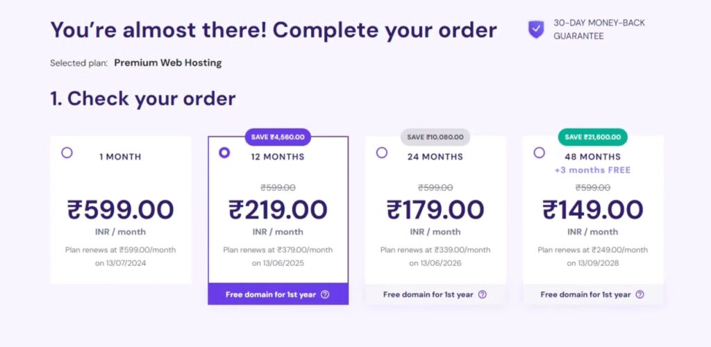 how to buy domain and hosting from hostinger